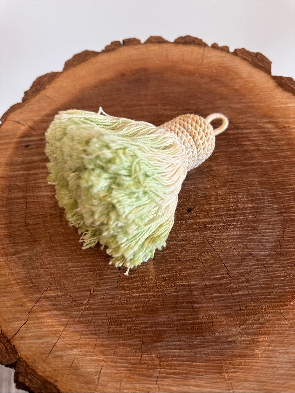 Handmade Light Green Cotton Tassel Accent for Home Decor